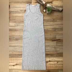 Athleta Gray Wool Blend Bodycon Ribbed Knit Racerback Tank Maxi Sweater Dress
